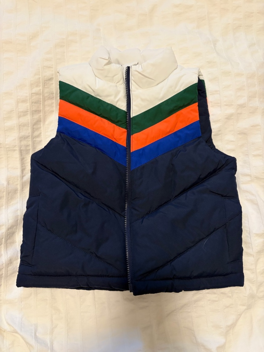 18-24m Janie and Jack Chevron Puffer Vest - Navy, White, Green, Orange, Blue
